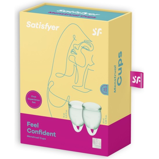 Satisfyer JŪTIES PĀRLIECINĀTI 2 MENSTRUĀLĀS KRUSES KOMPLEKTS GAIŠI ZAĻS