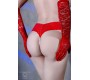 Chilirose TANGA DE P?ROLAS CR-4395 VERMELHA COM BALA VIBRAT?RIA - 42 XL