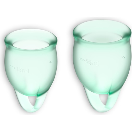 Satisfyer FEEL CONFIDENT 2 MENSTRUAL CUPS SET LIGHT GREEN