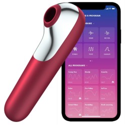 Satisfyer Connect SATISFYER DUAL LOVE VIBRATOR AND SUCTIONER WITH PULSED AIR RED