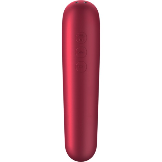 Satisfyer Connect SATISFYER DUAL LOVE VIBRATOR AND SUCTIONER WITH PULSED AIR RED