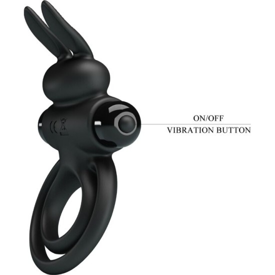 Pretty Love Male PRETTY LOVE - VIBRATOR III RABIT Gredzens MELNAM PENIM