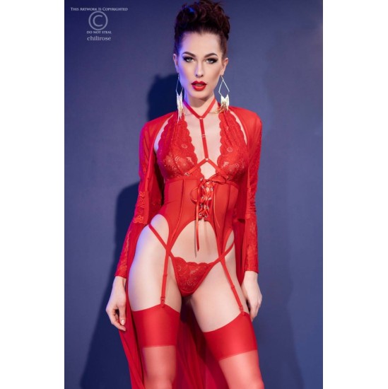 Chilirose CORPETE E TANGA CR-4419 VERMELHO - 36 S