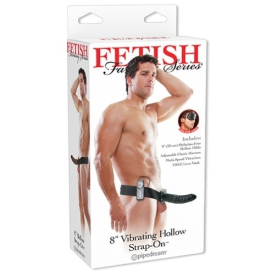 Fetish Fantasy Series 8'' VIBRATING HOLLOW STRAP-ON BLACK