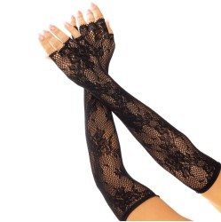 Leg Avenue Hosiery LEG AVENUE - FLORAL NETWORK FINGERLESS GLOVES BLACK