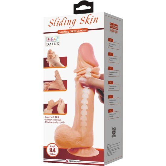 Pretty Love High Grade PRETTY LOVE - BĪDĀMĀS ĀDAS SĒRIJA REĀLISTS DILDO AR BĪDĀMĀM ĀDAS SŪCEKUSĒM 24 CM