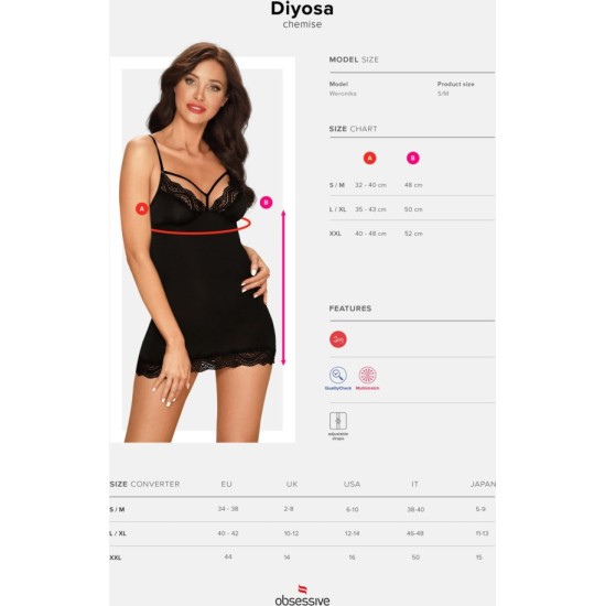 Obsessive BLACK DIYOSA NIGHTTIER UN SIKSNA - 36-38 S/M