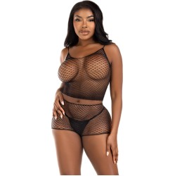 Leg Avenue Sets LEG AVENUE - T-SÄRKI JA PÜKSIDE KOMPLEKT KALAVÕRK, MUST