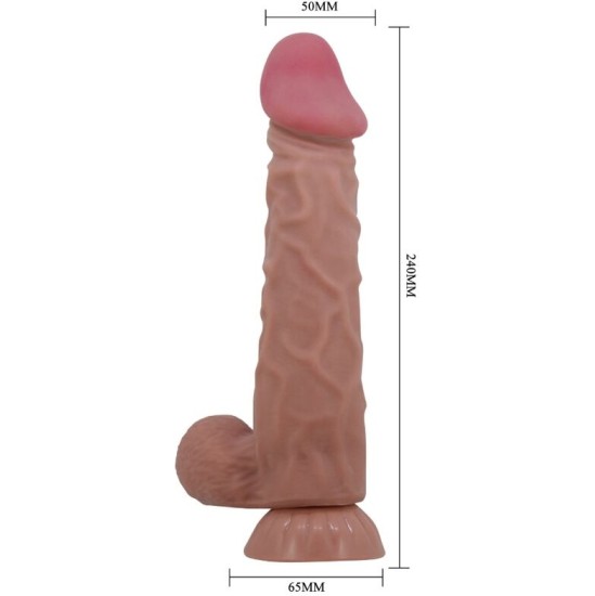 Pretty Love High Grade PRETTY LOVE — BĪDĀMĀS ĀDAS SĒRIJA REĀLISTS DILDO AR BĪDĀMĀM ĀDAS SŪCĒŠANĀS BRŪNAS 24 CM