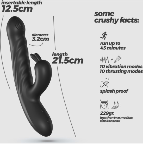 Crushious LAPIN THRUSTING RabbIT VIBRATOR BLACK