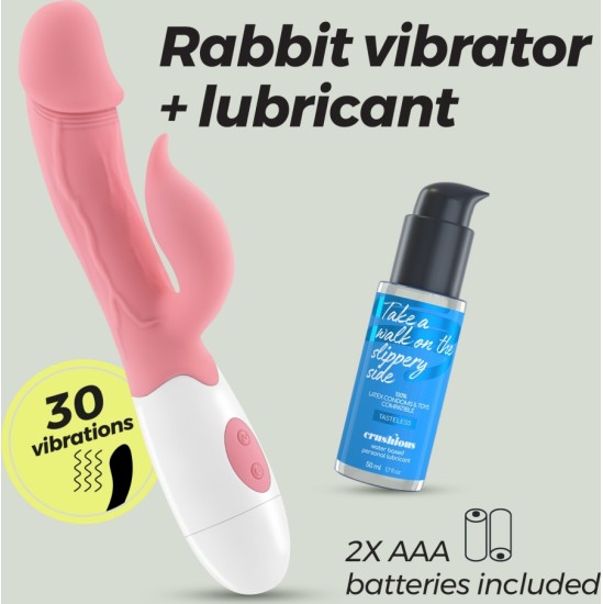 Crushious MOCHI RABBIT VIBRATORS ROZĀ AR ŪDENS BĀZES LUBRIKANTIEM