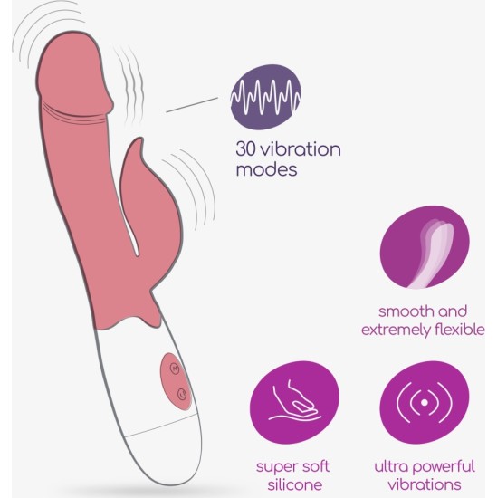 Crushious MOCHI RABBIT VIBRATOR PINK SU VANDENS PAGRINDINIU LUBRIKANTU