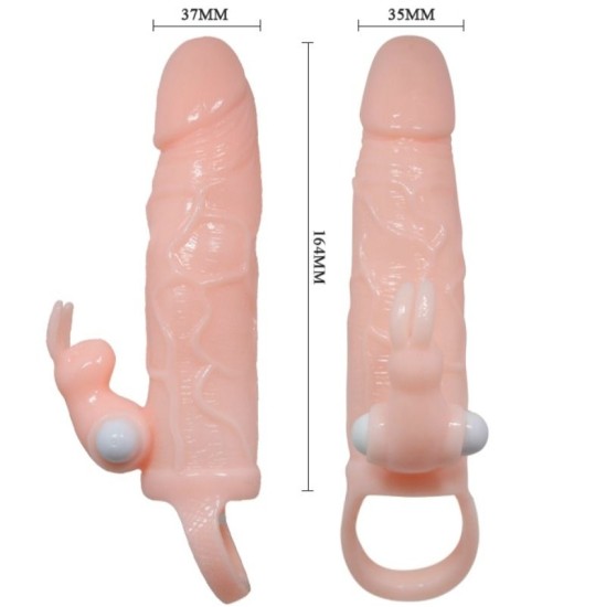 Baile For Him BRAVE MAN PENIS COVER WITH RABBIT AND DOUBLE ENGINE FLESH 16.5 CM