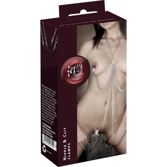 Fetish Collection CHAIN WITH NIPPLE AND CLITORIS CLAMPS