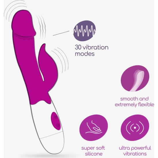 Crushious MOCHI RABBIT VIBRATORS VILLATS AR ŪDENS BĀZES LUBRIKANTIEM