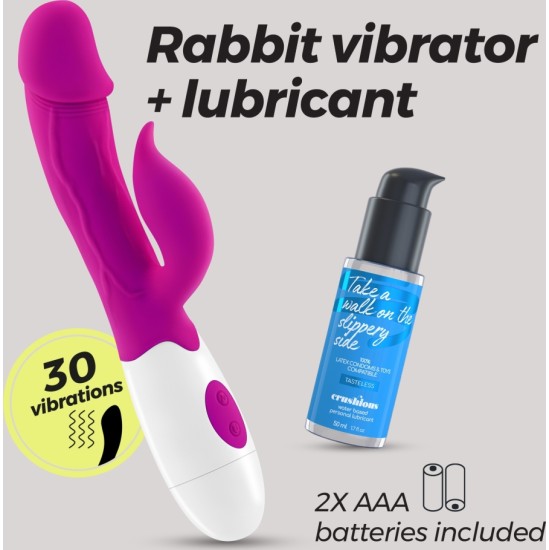 Crushious MOCHI RABBIT VIBRATORS VILLATS AR ŪDENS BĀZES LUBRIKANTIEM