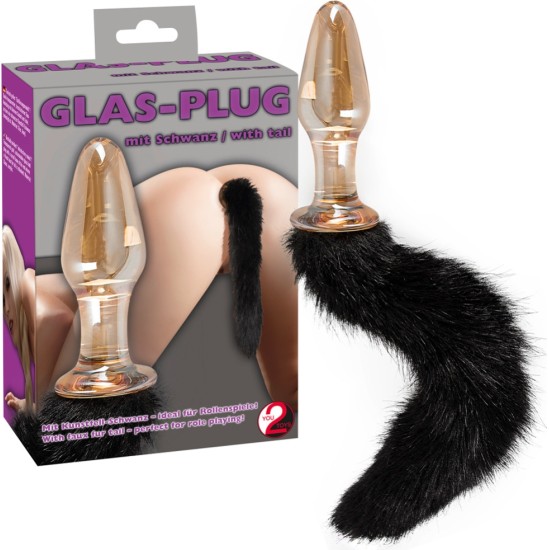 You2Toys BLACK TAIL GLASS BUTTPLUG