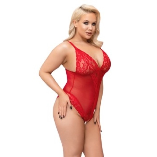 Cottelli Curves Crotchless Body punane XL