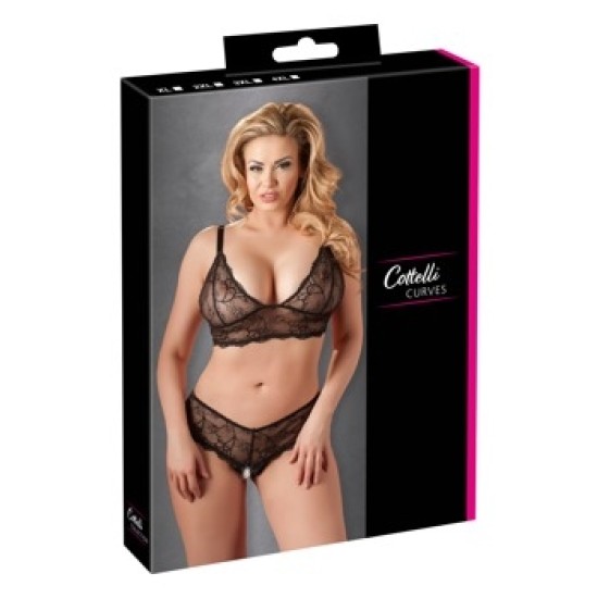 Cottelli Curves Krūšturis un string melns 3XL