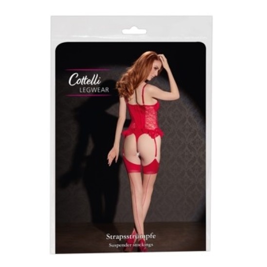 Cottelli Legwear Zeķes āda/sarkana 2