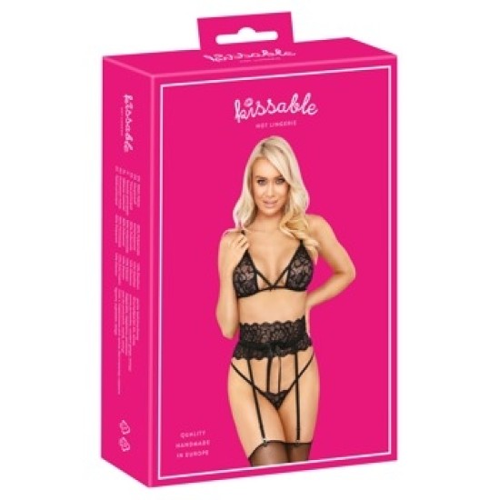 Kissable Suspender Set black S/M