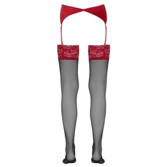 Cottelli Legwear Kojinės juodos/raudonos 4