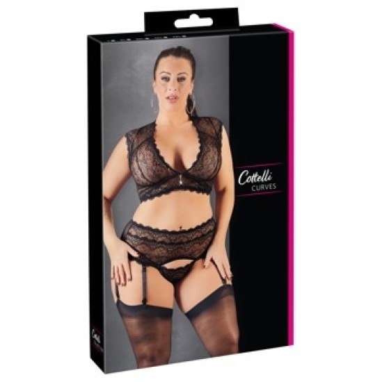 Cottelli Curves Lace Set black L