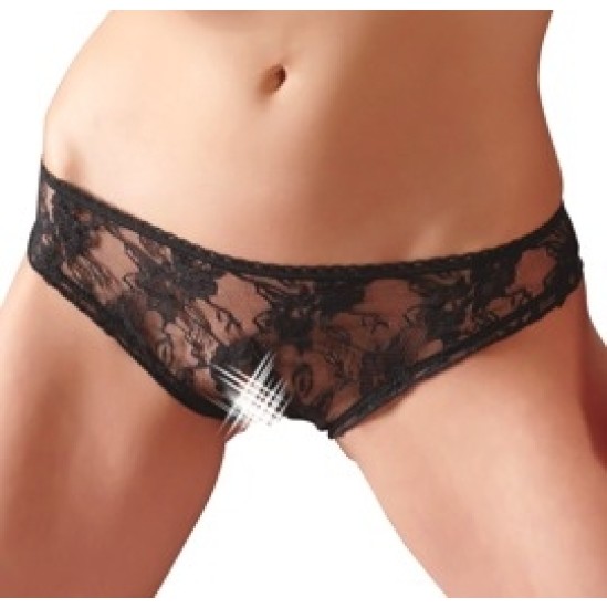 Cottelli Lingerie Juodos XL kelnaitės tarpvaisiais