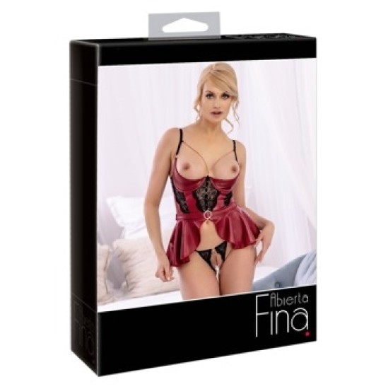 Abierta Fina Shelf Bra Set red 85C/XL