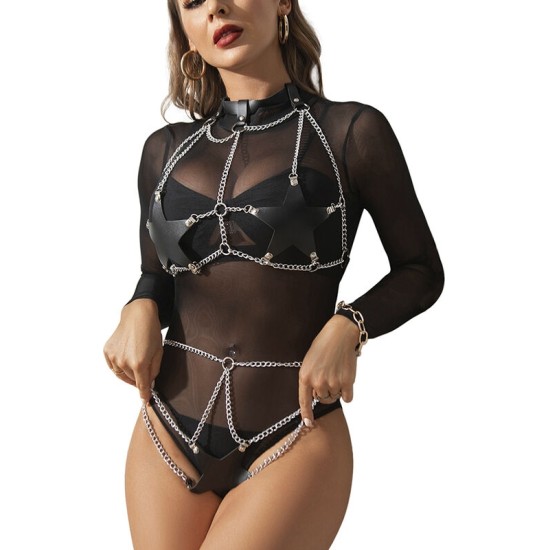 Subblime Fetish SUBBLIME - FULL BODY HARNESS WITH STAR CHAINDETAIL ONE SIZE