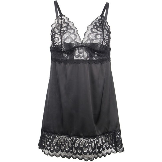 Subblime Babydolls SUBBLIME - BABYDOLL WITH FLORAL PRINT CHEST BLACK L/XL