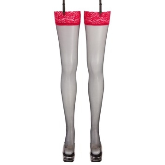 Cottelli Legwear Kojinės juodos/raudonos 2