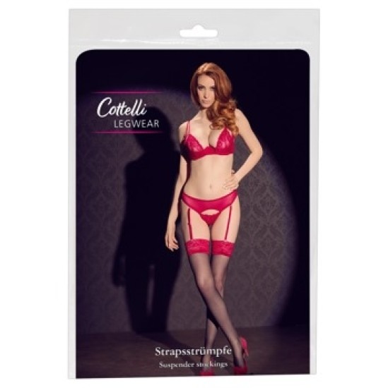 Cottelli Legwear Zeķes melnas/sarkanas 2