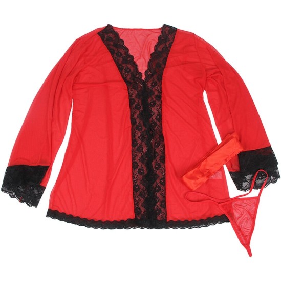 Subblime Dresses SUBBLIME – LÄBIPAISTVAST KANGAST RÖÖT PITSIDETAILIDEGA PUNANE L/XL