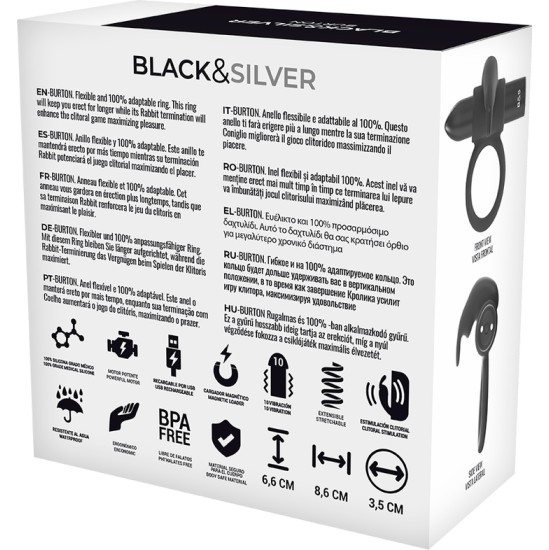 Black&Amp;Silver BURTON RING 10 VIBRATION MODE BLACK
