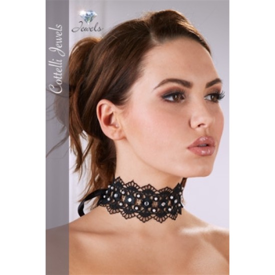 Cottelli Accessoires Siuvinėti Choker + Kalnų krištolas