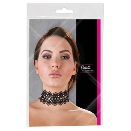 Cottelli Accessoires Siuvinėti Choker + Kalnų krištolas