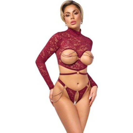 Abierta Fina Open Top & Thong red L