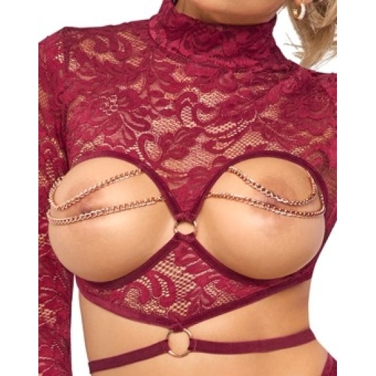 Abierta Fina Open Top & Thong red L