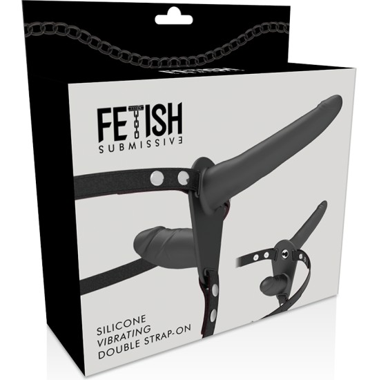 Fetish Submissive Harness DUBULTĀS IEDZĪVOTĀJU MELNS VIBRATORS