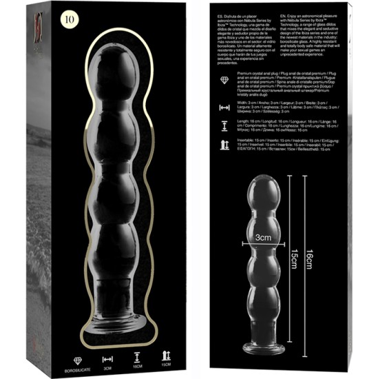 Nebula Series By Ibiza MODELIS 10 DILDO BOROSILIKĀTS STIKLS 16,5 X 3,5 CM DZIDRS
