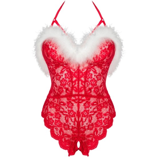 Livco Corsetti Bodies LIVCO CORSETTI FASHION - КРУЖЕВНОЕ ЛЕДИ БОДИ С ОТКРОЙНОЙ ПАРУСИНОЙ НА РОЖДЕСТВО L/XL