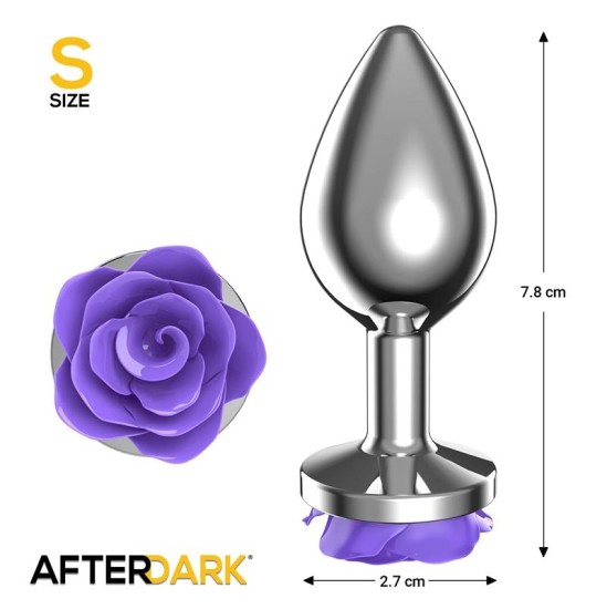 Afterdark Metal Anal Plug with Purple Rose Base - Size S