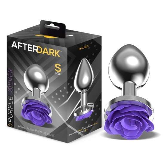 Afterdark Metal Anal Plug with Purple Rose Base - Size S