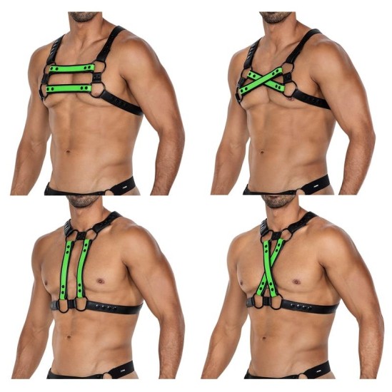 Cut4Men H4RNESS06 Chest Harness 4WAY Blazing Green One Size