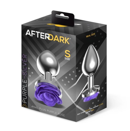 Afterdark Metal Anal Plug with Purple Rose Base - Size S