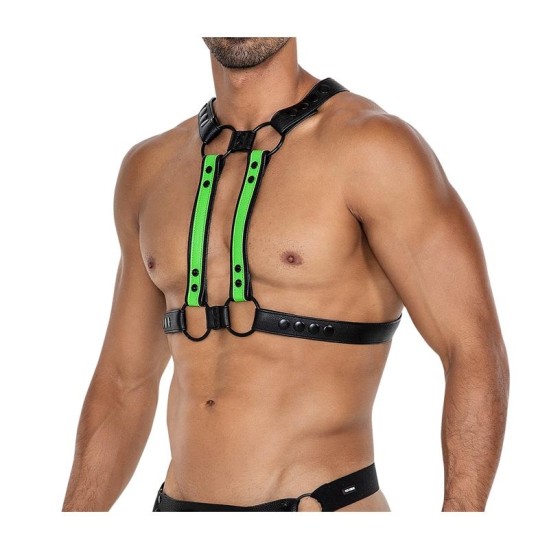 Cut4Men H4RNESS06 Chest Harness 4WAY Blazing Green One Size