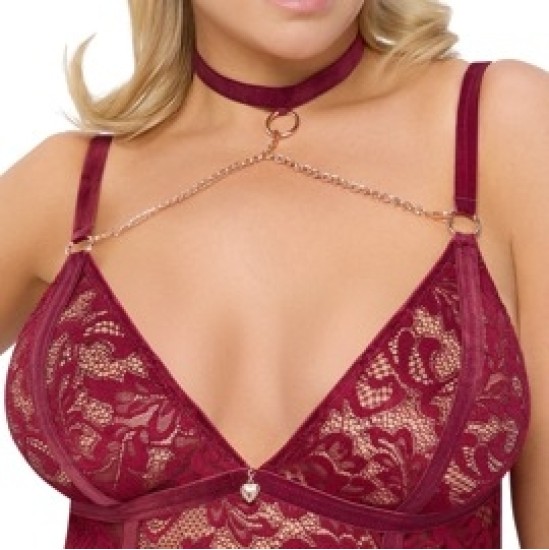 Cottelli Curves Crotchless Body punane XL