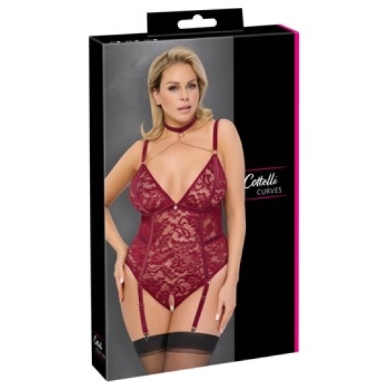 Cottelli Curves Crotchless Body punane XL