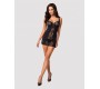 Obsessive HEARTINA CHEMISE & THONG BLACK S/M